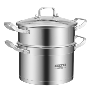 赫巴兹304不锈钢蒸锅家用二层加厚26/28cm/30cm汤锅大号蒸笼蒸鱼蒸馒头锅具燃气电磁炉通用