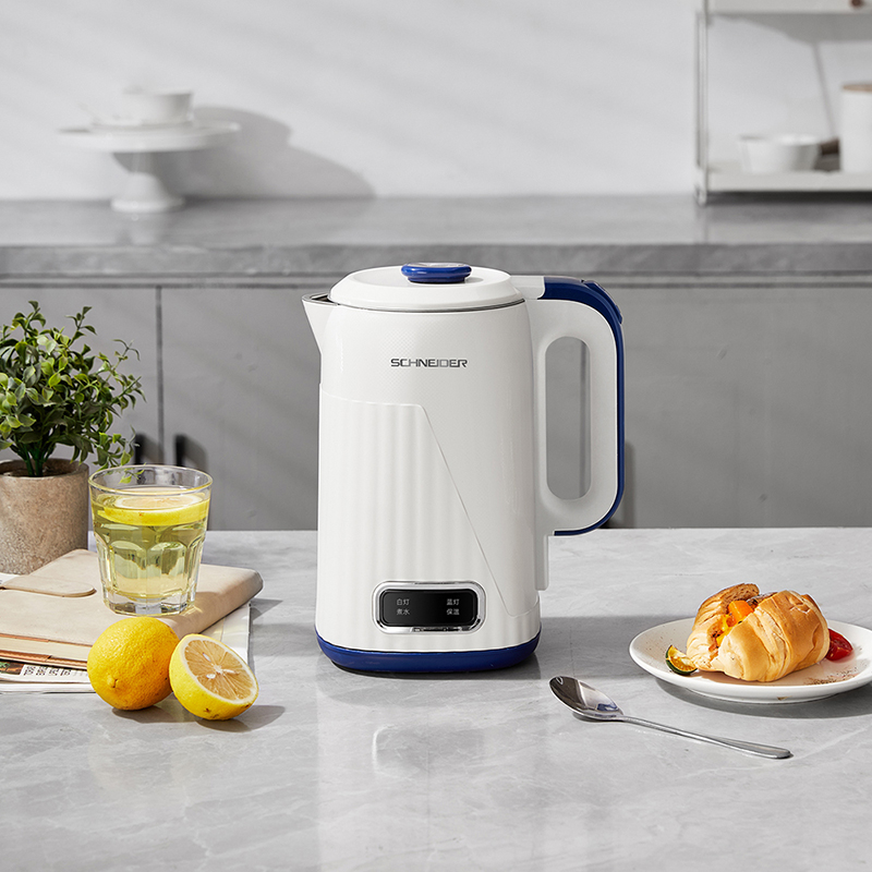 SCHNEIDER施耐德电热水壶 家用304不锈钢大功率开水壶大容量烧水壶双层隔热防烫智能插电恒温水壶SWK-XSL01