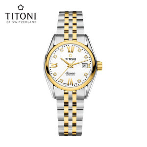 Titoni瑞士梅花手表自动机械表空中霸王系列女表罗马表23909SY-063 23909SY-063