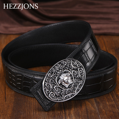 赫泽琼斯HEZZJONS男士皮带进口意大利牛皮腰带纯铜美人头扣裤腰带青年时尚男神皮带