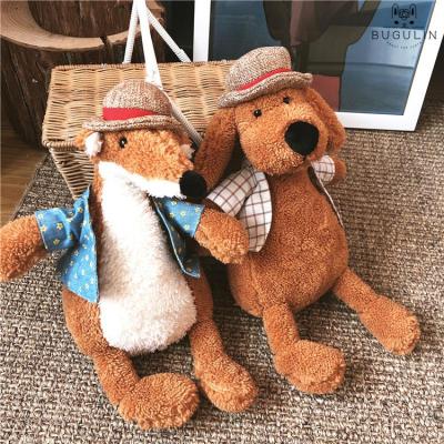 ins网红公仔帽毛绒玩具你好鸭礼帽鸭玩偶加油我爱你丑萌复古小狐狸全长约32CM（一只）