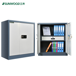 三木 BG872 单节双门指纹保密柜/文件柜(带屉) 国密锁柜双认证 蓝灰套色(台)