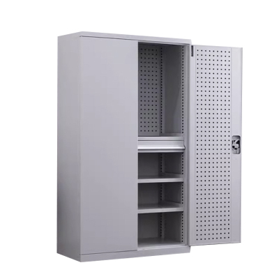 铭威盾重型工具柜车间用加厚物件工具储物柜工厂铁皮柜汽修厂零件收纳柜白色四层一抽带挂板