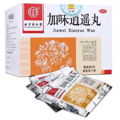 免邮满59减5-同仁堂加味逍遥丸6g*10袋/盒丸剂疏肝清热健脾养血肝郁血虚调经女两协胀痛口服中成药妇科用药