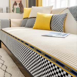 幸福派 冬季毛绒沙发垫套装防滑沙发坐垫子123组合秋冬季雪尼尔沙发垫布艺简约北欧冬天沙发套罩巾贵妃定制全包支持定制飘窗垫