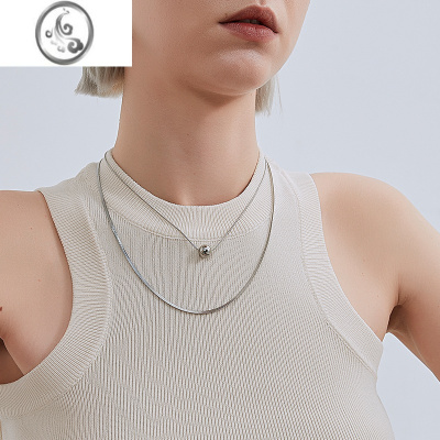 JiMi圆球双层项链叠戴毛衣链女蛇骨链冷淡风简约ins高级感甜酷潮