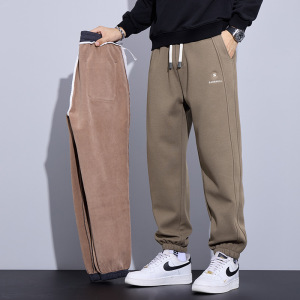 秋冬束脚休闲裤男生保暖加厚超柔弹力舒适百搭潮款男士加绒运动裤