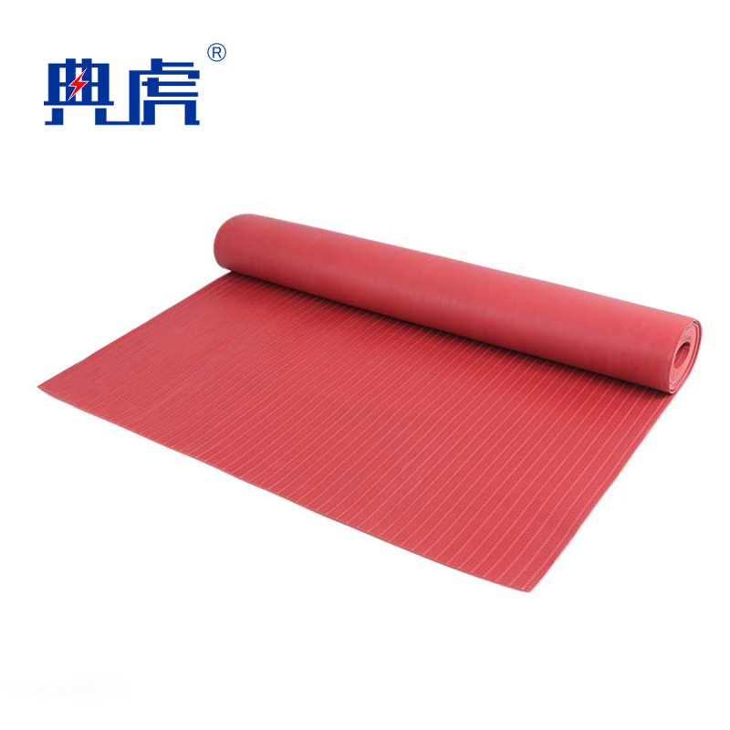 典虎 高压绝缘垫 红色条纹3mm*1.2m*10m 6kv 卷