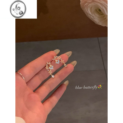 JiMi气质蝴蝶花花珍珠耳环轻奢小众耳钉女耳饰高级感无耳洞蚊香盘耳夹