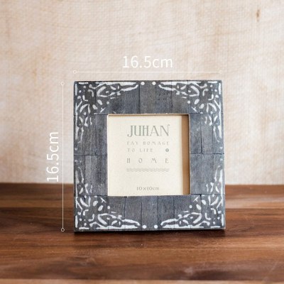 美帮汇印度牛角牛骨相框 手工艺术摆件桌面装饰 样板间 印度进口骨制相框(角花4*4“) 其他尺寸