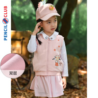 [1件3折]铅笔俱乐部童装秋装女童马甲儿童针织背心小宝宝双层上衣