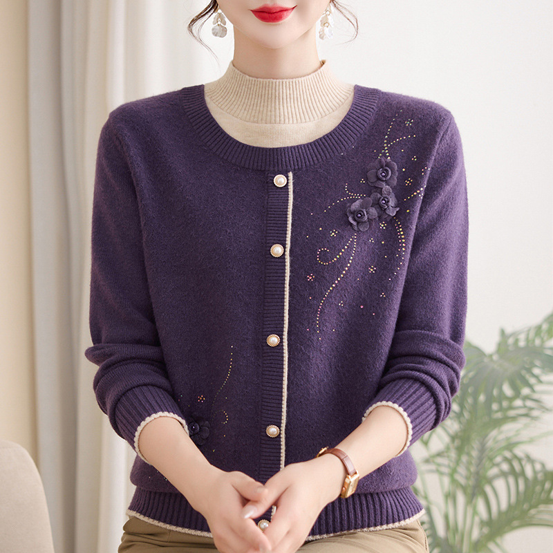 时尚气质妈妈装针织衫秋冬女装中老年毛线衫女40-60岁衣服冬