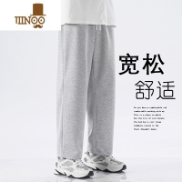 YANXU直筒长裤子男生款休闲灰色运动裤宽松阔腿坠感学生卫裤