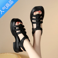 SUNTEK厚底罗马凉鞋女款2023年新款夏季韩版小个子露趾松糕底女凉鞋