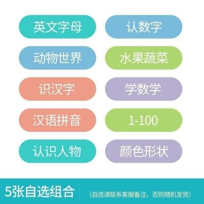 识别发音儿童认数字挂图 语音宝宝墙贴幼儿园小孩识字学习触摸点 五张自由组合(付款后联系客服备