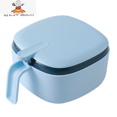 调料盒组合套装家用厨房用品盐糖味精四格收纳一体多格调味罐油壶 敬平 撞色蓝[加厚升级款](内赠4勺)厨房收纳盒