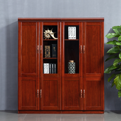 全简办公家具文件柜储物柜挂衣柜木质贴木皮油漆书柜四门