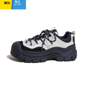 聚范2024秋新款百搭奶盖头运动老爹鞋女杏红三色原宿厚底休闲单鞋