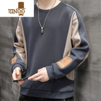 YANXU2023新款拼接长袖T恤男士宽松打底衫休闲内搭卫衣上衣服潮