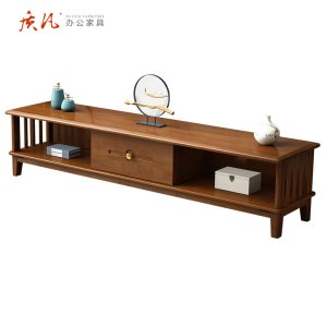 质凡 全实木电视柜现代中式简约电视柜 胡桃色 W2000*D400*H450