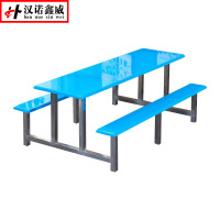 汉诺鑫威不锈钢餐桌连体餐桌椅组合学校食堂员工小吃店快餐桌椅4人6人8人8人位玻璃钢餐桌