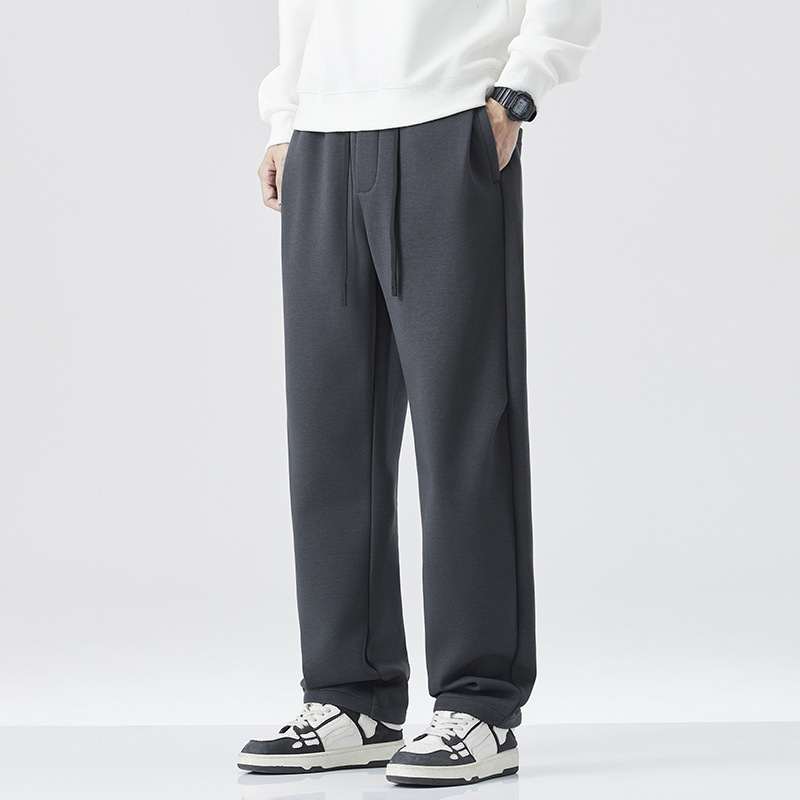 |男装 冬季加绒加厚卫裤男直筒裤日系复古百搭休闲运动裤男
