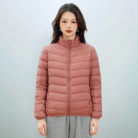 新女式新国标90绒简约羽绒纯色女立领女装轻薄款羽绒服女士