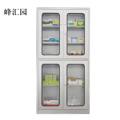 峰汇园文件柜不锈钢柜子储物柜资料柜档案柜带锁文件柜201上下玻文件柜