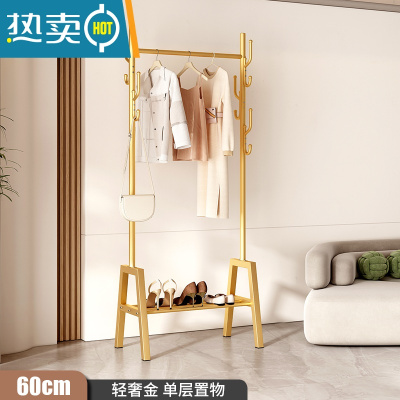 敬平晾衣架落地卧室挂衣架家用室内阳台晒衣架学生宿舍晾衣服杆 60CM-轻奢金-单层置物