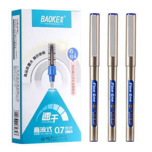宝克(BAOKE)BK128 0.7mm速干直液式子弹头中性笔 出墨稳定不易漏墨 12支/盒 1盒