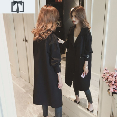 SUNTEK风衣女中长款小个子2021新款春秋装炸街外套百搭韩版宽松气质大衣风衣