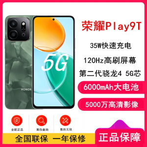 [全新]荣耀 Play9T 松石绿 8+256GB 骁龙芯 全网5G 6000大电池 35W充电 双卡全网手机