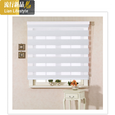 双层防水柔纱帘办公室卷帘百叶窗帘卫生间卷拉式升降遮光厨房浴室 三维工匠
