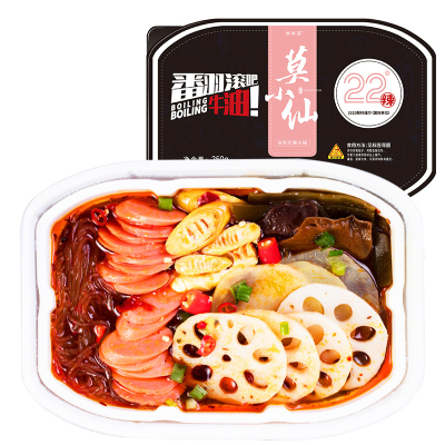 莫小仙 牛油麻辣火锅6菜1肠250g/盒 网红22°辣重庆自热小火锅 速食懒人自助火锅