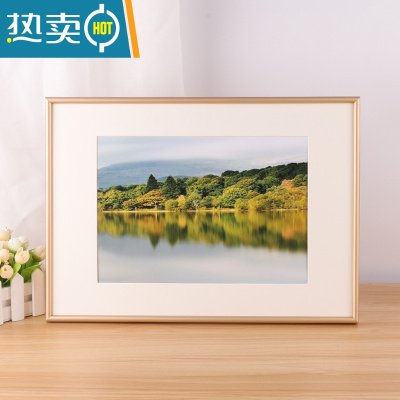 敬平简约窄边铝合金画框装裱8k4开A2海报外框定制A3相框挂墙拼图框架 圆弧面702土豪金 (60*90cm)送无痕墙钉