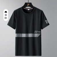 夏季冰丝速干男T恤短袖套头圆领体恤透气宽松短袖休闲运动上衣男