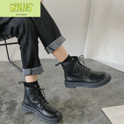 2020秋冬新款显瘦黑色马丁靴学生加绒网红6孔机车靴厚底短靴女ins语娄