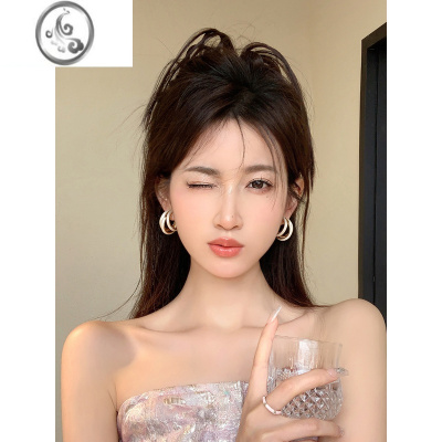 JiMi简约多层滴釉C形耳环小众设计感高级感耳钉女2023年新款夏季耳饰