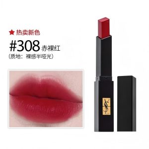 圣罗兰(YSL)小黑条细管丝绒口红2.2g #308赤裸红