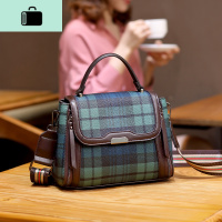 女士手提包小包包2020新款女包单肩斜挎包大容量时尚凯莉包NEW LAKE 绿格子
