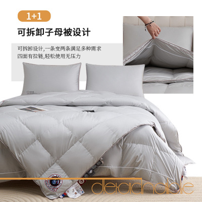 白鹅绒双胎子母被纯棉羽绒被加厚保暖冬被春秋被双人被芯