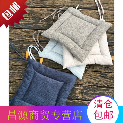 日式纯色棉麻椅子坐垫座垫餐椅餐桌椅垫北欧简洁办公室凳子垫