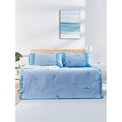 家柏饰(CORATED)家纺床上用品夏季凉席学生宿舍夏天软席子印花冰丝席三件套