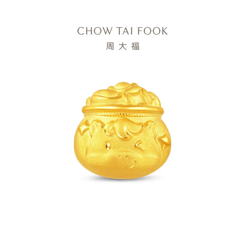 周大福马年生肖系列 聚宝盆小马足金黄金转运珠女送生日礼物EOR1543