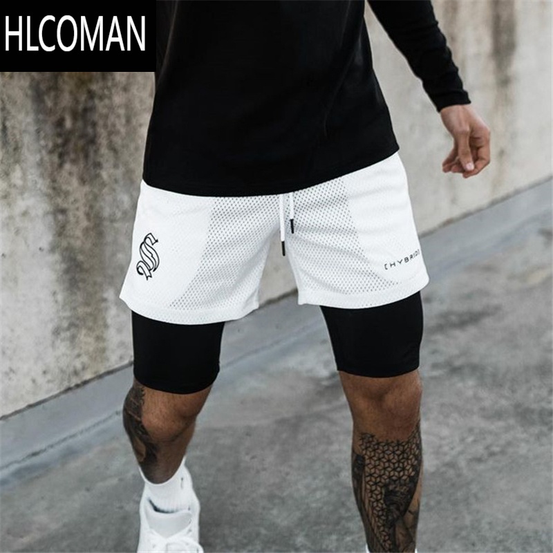 HLCOMAN运动裤男短裤五分内衬双层防走光速干弹力透气吸湿排汗肌肉健身狗