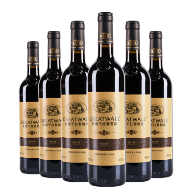 长城（GreatWall）5年盛藏解百纳红酒华夏葡园干红葡萄酒750ml*6瓶整箱装国产红酒
