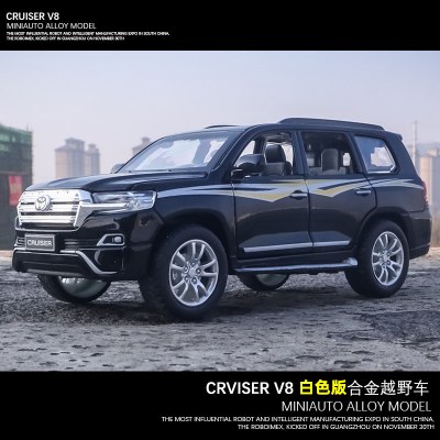 金属吉普霸道车模酷路泽声光小汽越野车合金模型儿童玩具车车男孩黑色盒装-