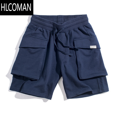 HLCOMAN工装 日系P44针织短裤大口袋运动复古马裤五分裤男夏