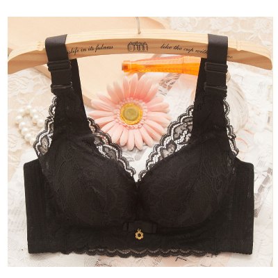 可莉允无钢圈性感深V调整型上托内衣聚拢少女文胸小胸厚款蕾丝透气胸罩胸罩
