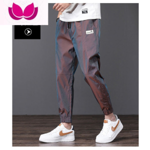 七斓冰丝裤男士潮流宽松束脚九分裤2023夏季薄款工装帅气速干休闲裤子